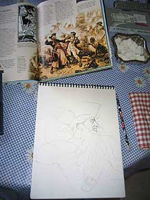 Ebauche de Barbe-Noire au crayon � papier