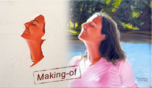 Making-of du tableau &laquo; Bain de soleil en Abbaye des Vaux de Cernay &raquo;