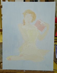 1�re couche de peinture � l'huile dilu�e avec de l'essence de t�r�benthine